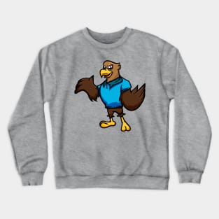 Cute Anthropomorphic Human-like Cartoon Character Peregrine Falcon in Clothes Crewneck Sweatshirt